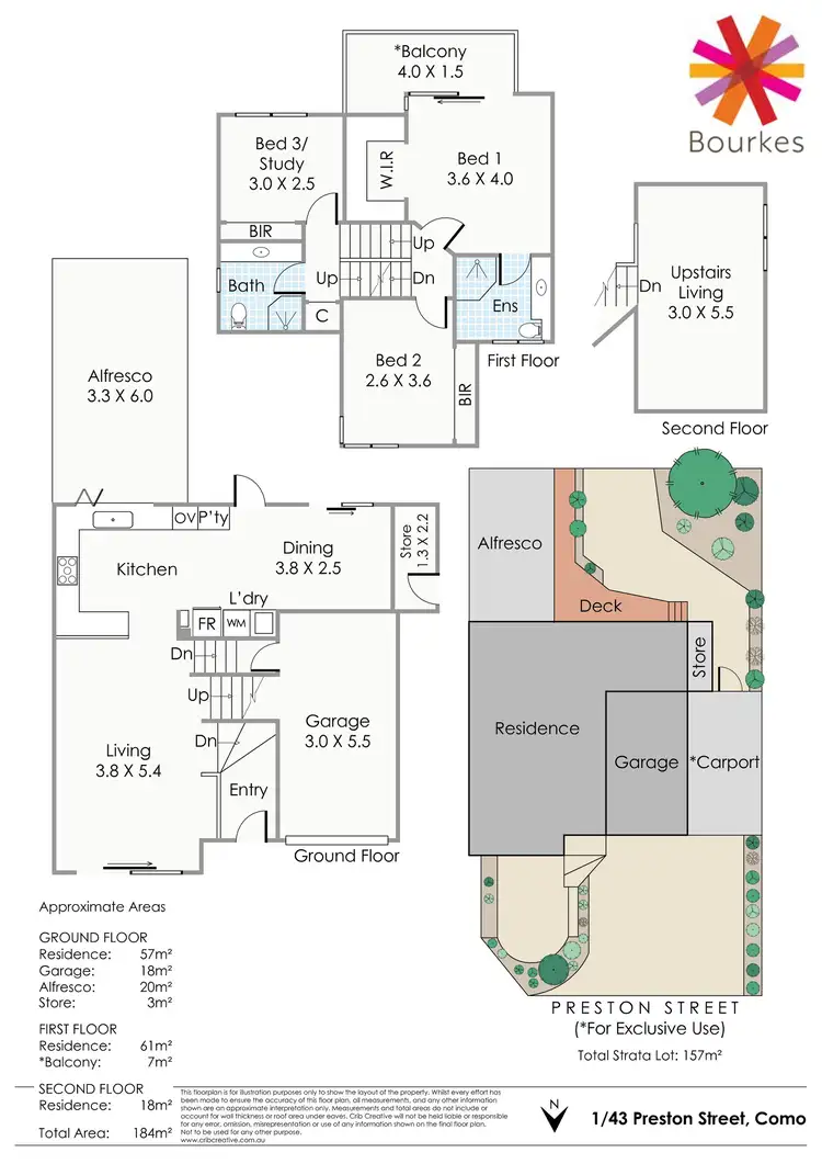 Floorplan of Homely townhouse listing, 1/43 Preston Street, Como WA 6152