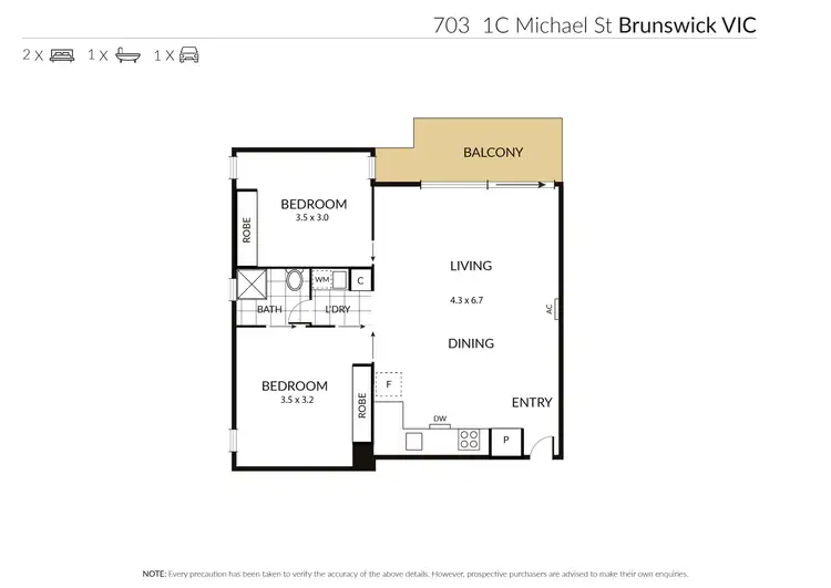 Floorplan of Homely apartment listing, 703/1C Michael Street, Brunswick VIC 3056