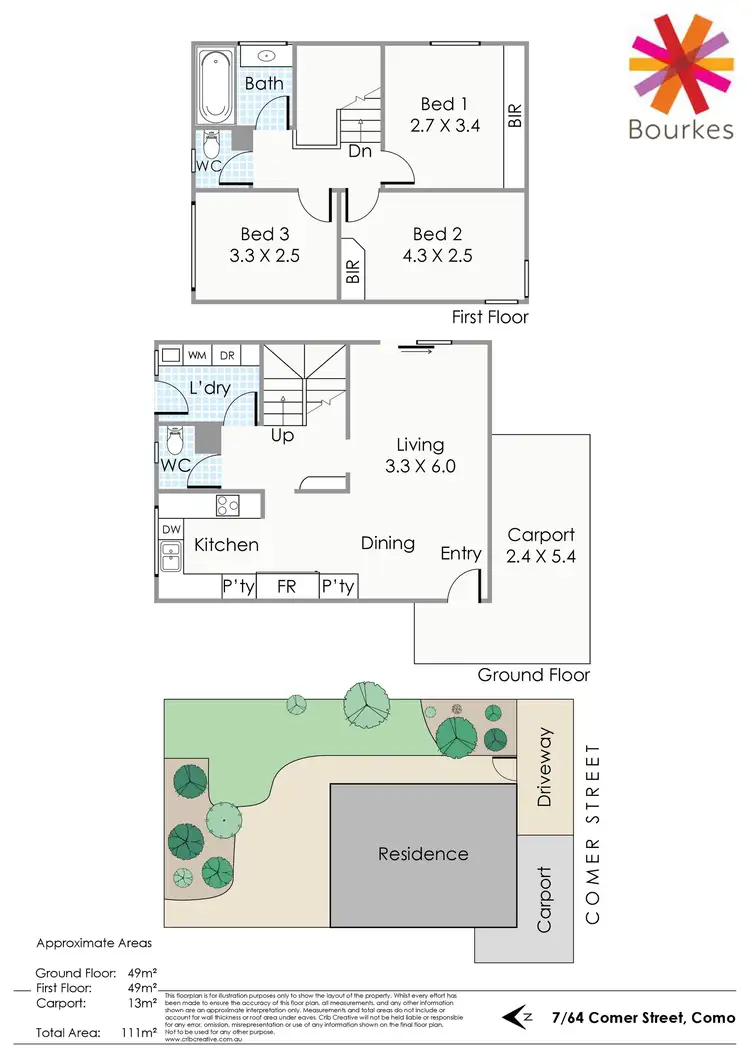 Floorplan of Homely townhouse listing, 7/64 Comer Street, Como WA 6152