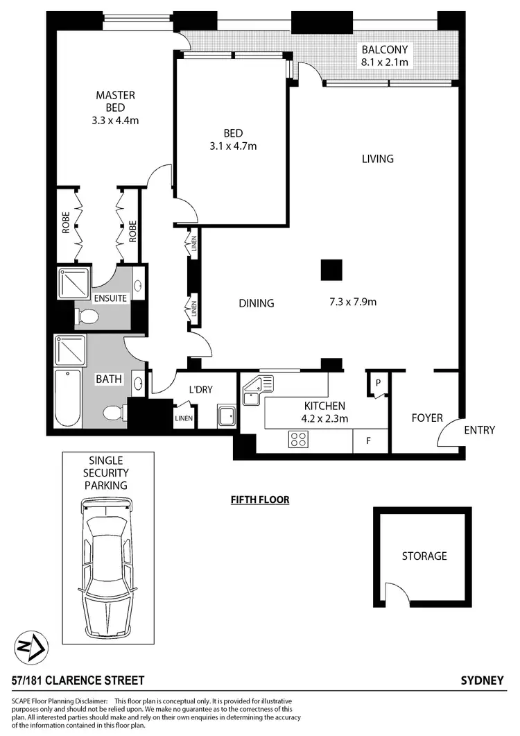 Floorplan of Homely apartment listing, 57/177-181 Clarence Street, Sydney NSW 2000