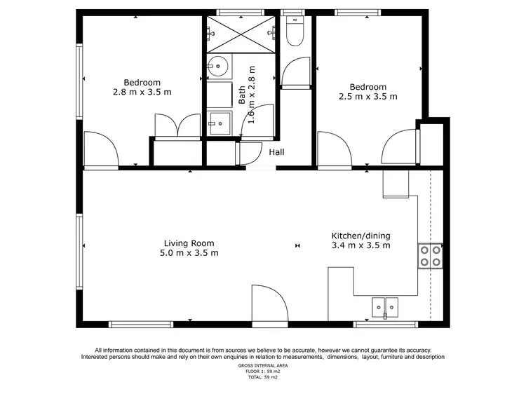 Floorplan of Homely unit listing, 1/25 Gippsland Street, Jindabyne NSW 2627