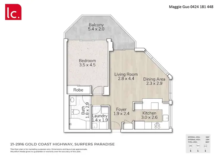 Floorplan of Homely apartment listing, 21/2916 Gold Coast Highway, Surfers Paradise QLD 4217