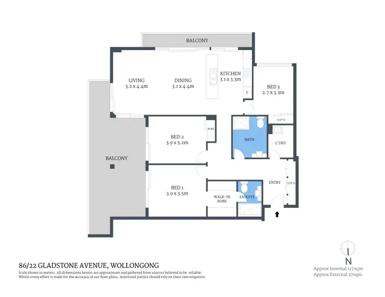 Floorplan of Homely apartment listing, 86/22 Gladstone Avenue, Wollongong NSW 2500