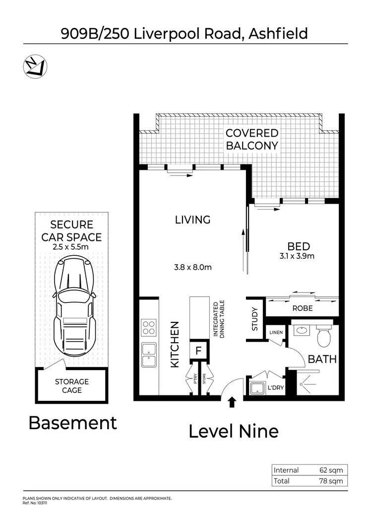 Floorplan of Homely unit listing, 909B/250 Liverpool Road, Ashfield NSW 2131