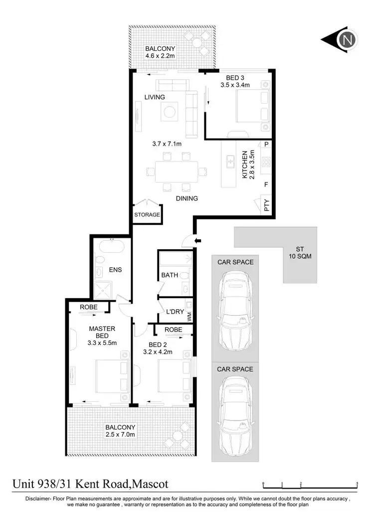 Floorplan of Homely apartment listing, 938/31 Kent Road, Mascot NSW 2020
