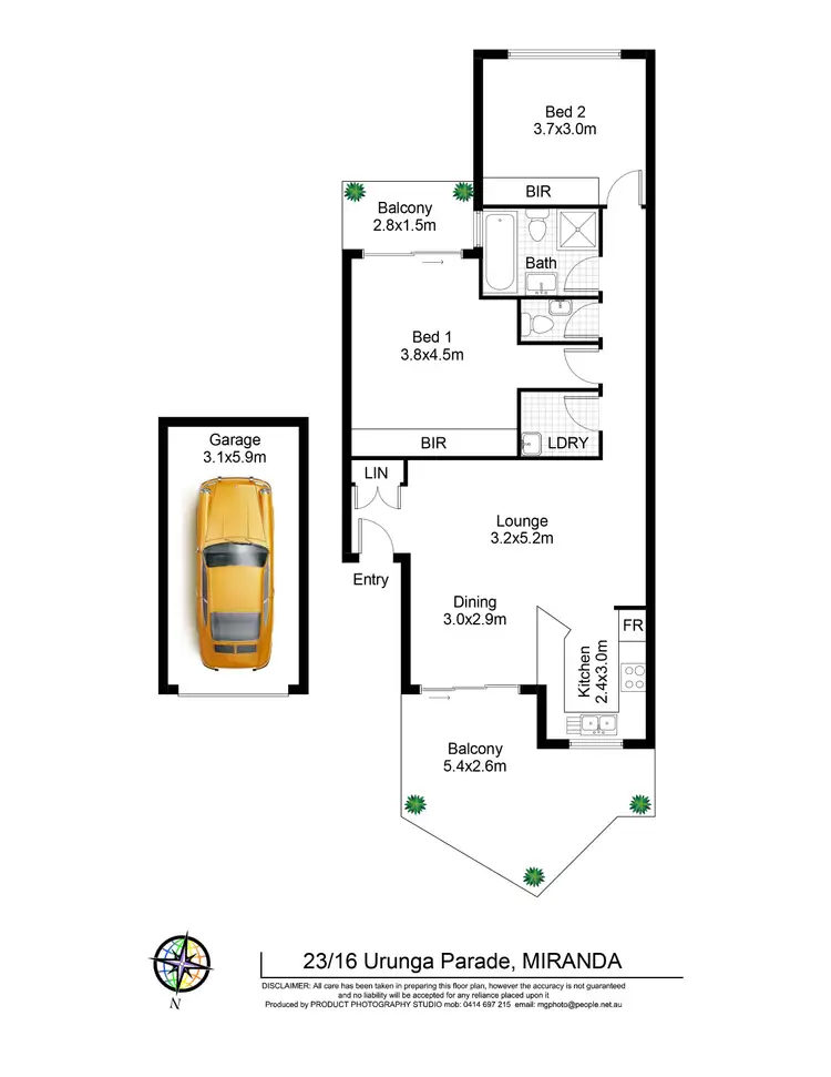Floorplan of Homely apartment listing, 23/16-20 Urunga Parade, Miranda NSW 2228
