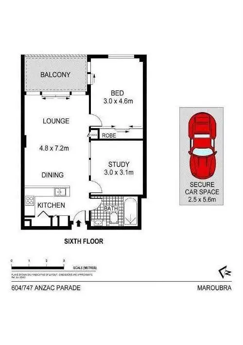 Floorplan of Homely apartment listing, 604/747 Anzac Parade, Maroubra NSW 2035