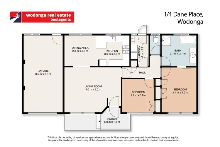 Floorplan of Homely unit listing, 1/4 Dane Place, Wodonga VIC 3690