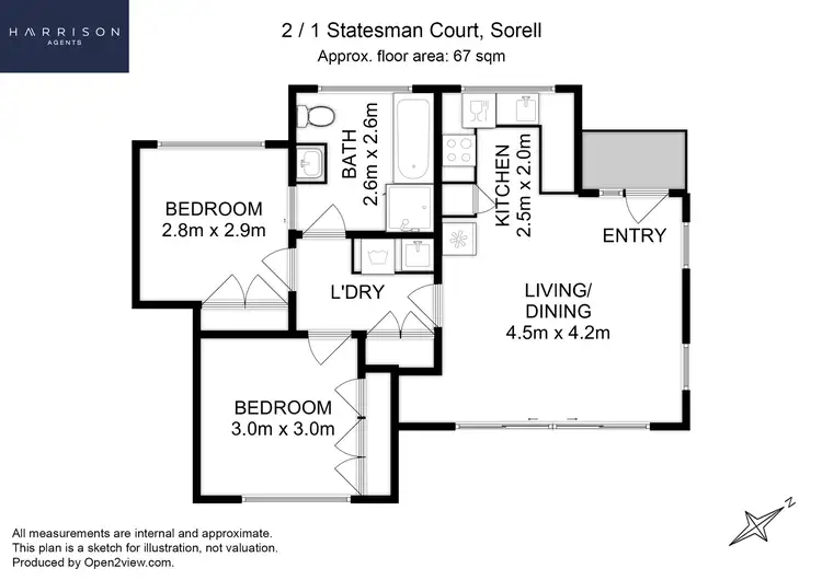 Floorplan of Homely unit listing, 2/1 Statesman Court, Sorell TAS 7172