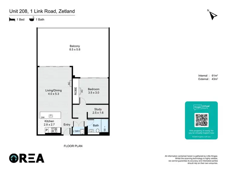 Floorplan of Homely apartment listing, 208/1 Link Road, Zetland NSW 2017