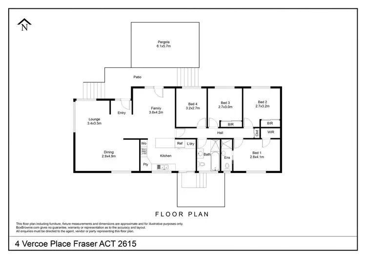 Floorplan of Homely house listing, 4 Vercoe Place, Fraser ACT 2615