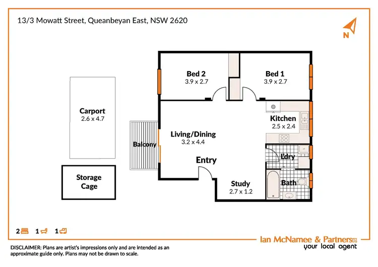 Floorplan of Homely unit listing, 13/3 Mowatt Street, Queanbeyan East NSW 2620