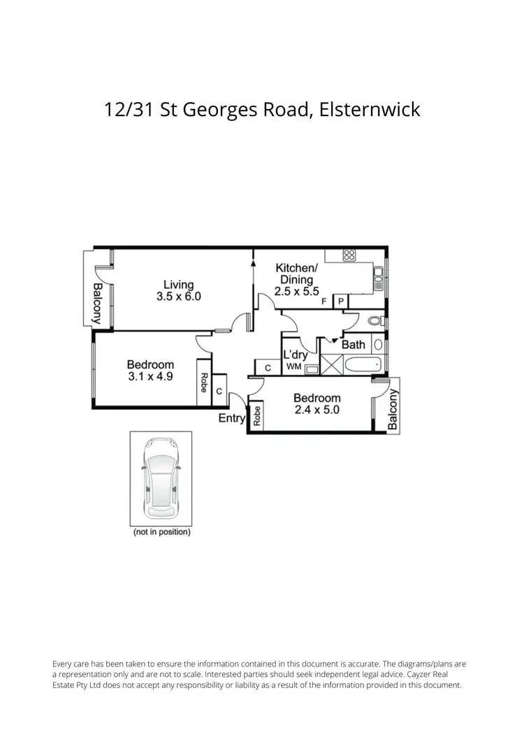 Floorplan of Homely apartment listing, 12/31 St Georges Road, Elsternwick VIC 3185