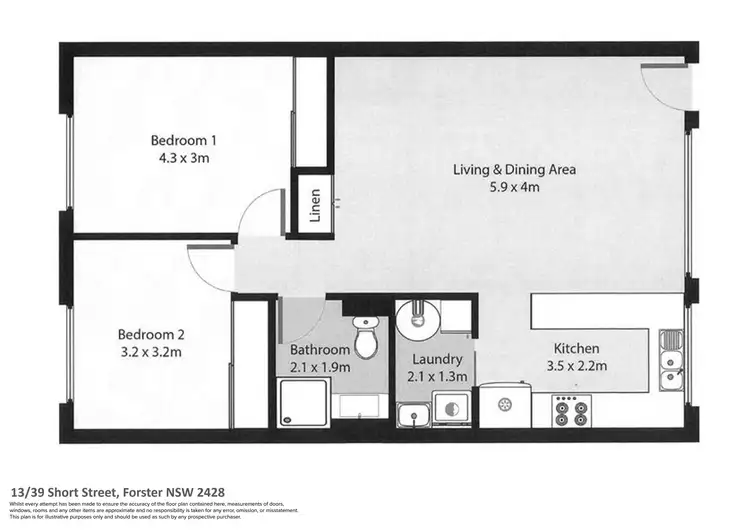 Floorplan of Homely unit listing, 13/39 Short Street, Forster NSW 2428