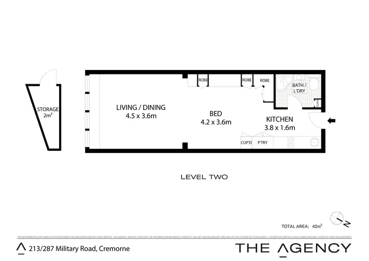 Floorplan of Homely studio listing, 213/287 Military Road, Cremorne NSW 2090