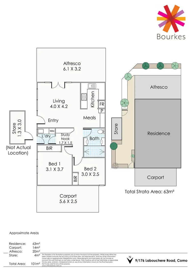 Floorplan of Homely villa listing, 9/176 Labouchere Road, Como WA 6152