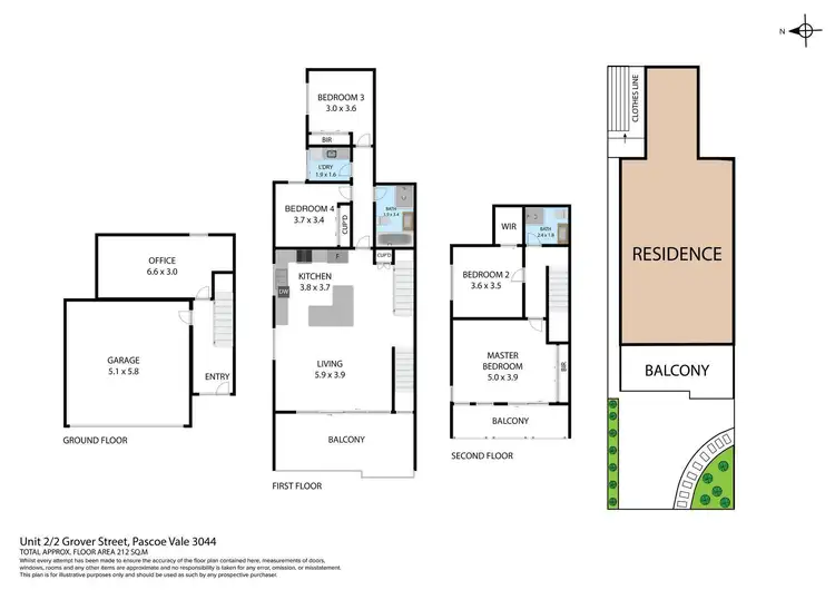 Floorplan of Homely townhouse listing, 2/2 Grover Street, Pascoe Vale VIC 3044