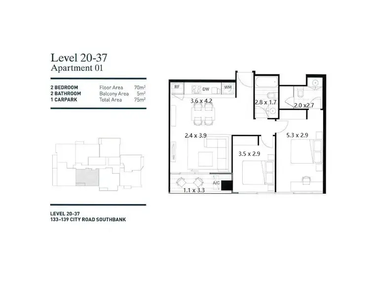 Floorplan of Homely apartment listing, 2501/133 City Road, Southbank VIC 3006