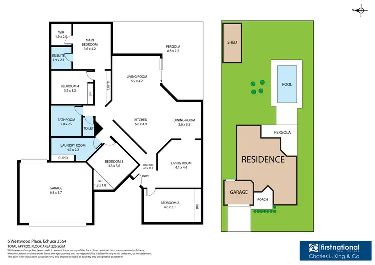Floorplan of Homely house listing, 6 Westwood Place, Echuca VIC 3564