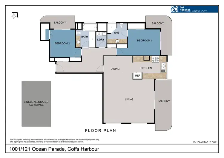 Floorplan of Homely apartment listing, 1001/121 Ocean Parade, Coffs Harbour NSW 2450