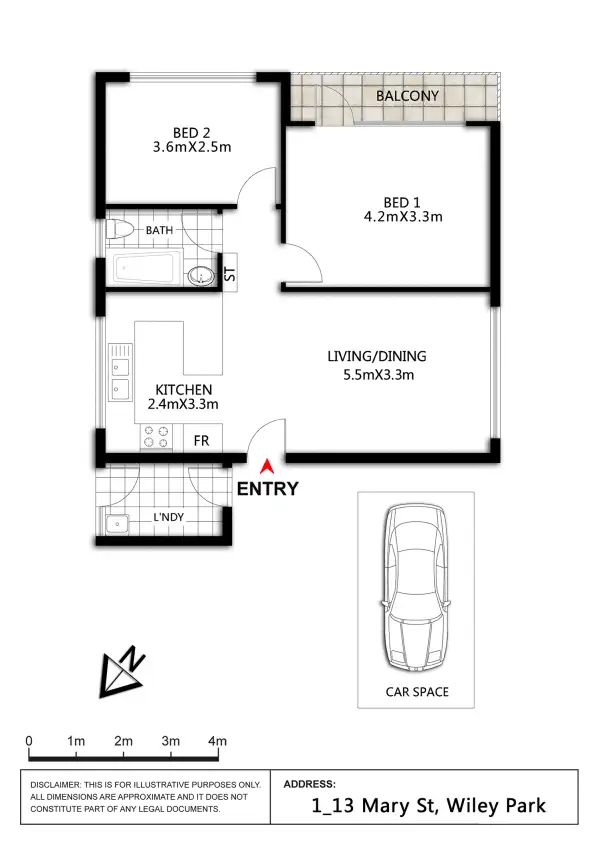 Floorplan of Homely unit listing, 1/13 Mary Street, Wiley Park NSW 2195