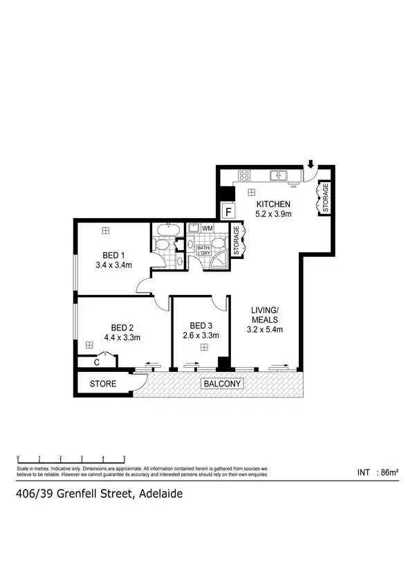 Floorplan of Homely apartment listing, 406/39 Grenfell Street, Adelaide SA 5000