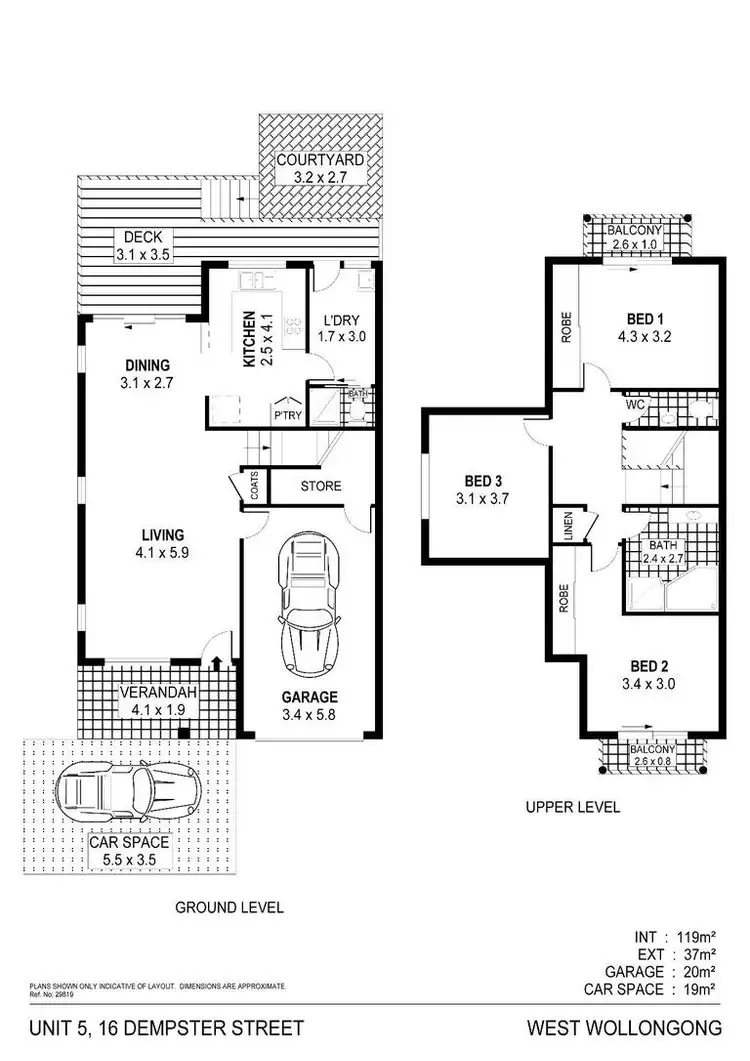 Floorplan of Homely townhouse listing, 5/16 Dempster Street, West Wollongong NSW 2500
