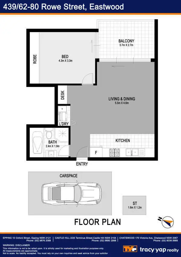 Floorplan of Homely apartment listing, 439/62 Rowe Street, Eastwood NSW 2122