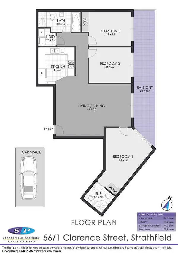Floorplan of Homely apartment listing, 56/1-3 Clarence Street, Strathfield NSW 2135