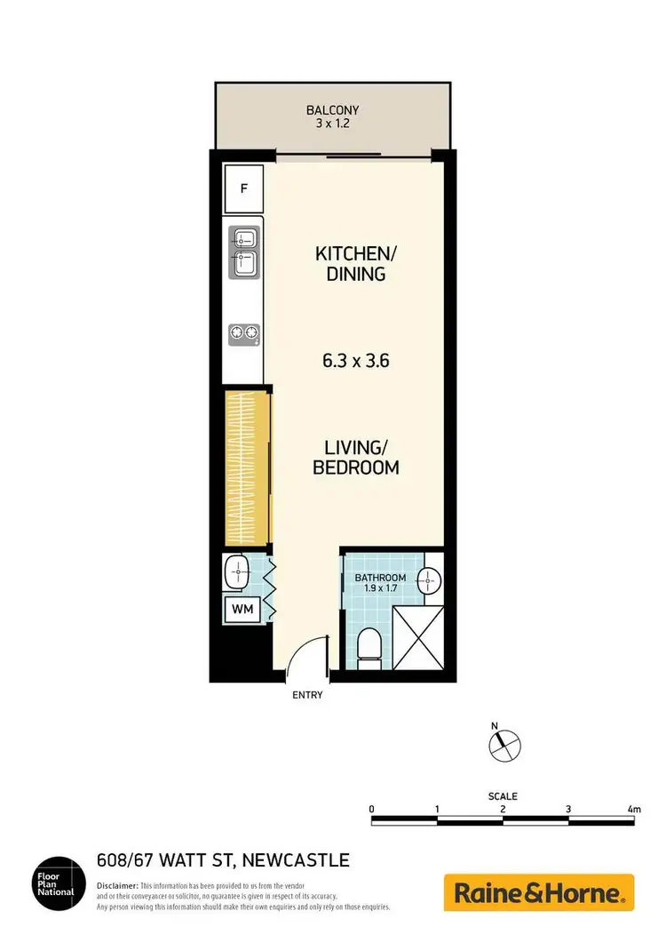 Floorplan of Homely unit listing, 608/67 Watt Street, Newcastle NSW 2300