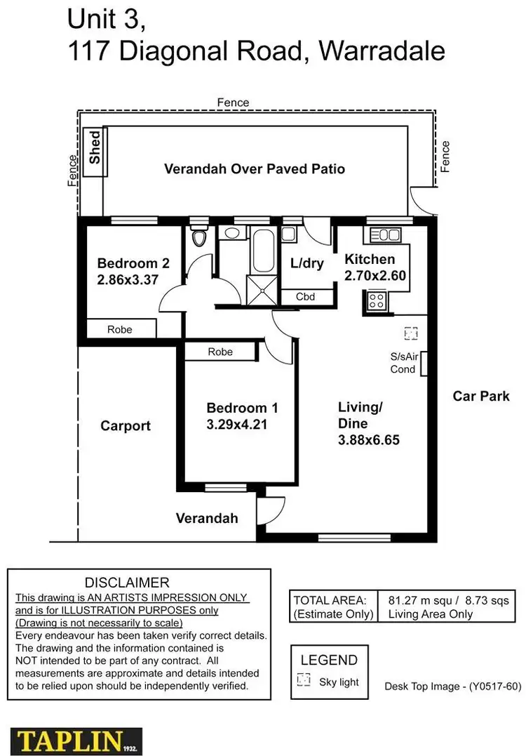 Floorplan of Homely unit listing, 3/117 Diagonal Road, Warradale SA 5046