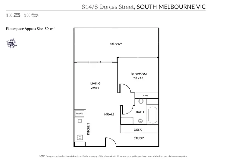 Floorplan of Homely apartment listing, 814/6-8 Dorcas Street, Southbank VIC 3006