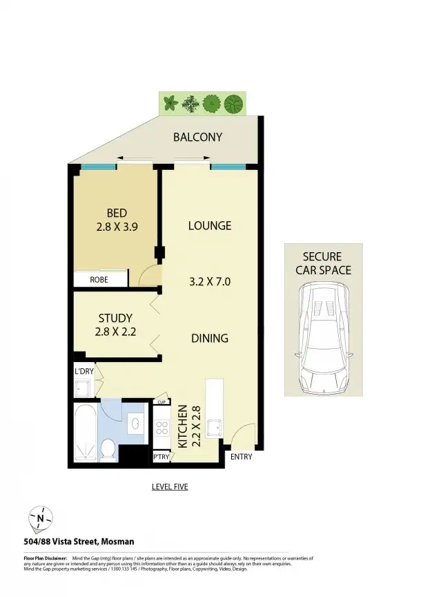 Floorplan of Homely unit listing, 504/88 Vista Street, Mosman NSW 2088