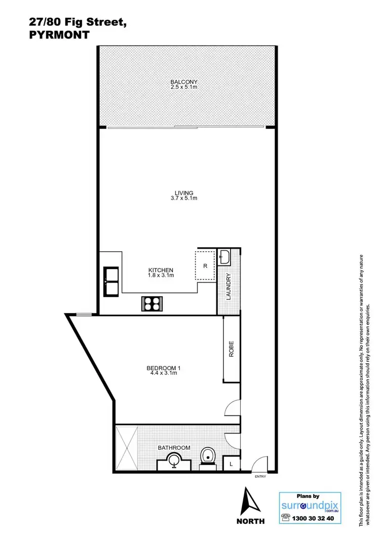 Floorplan of Homely apartment listing, 27/80 Fig Street, Pyrmont NSW 2009