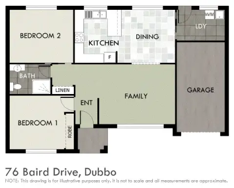 Floorplan of Homely semi-detached listing, 76 Baird Drive, Dubbo NSW 2830