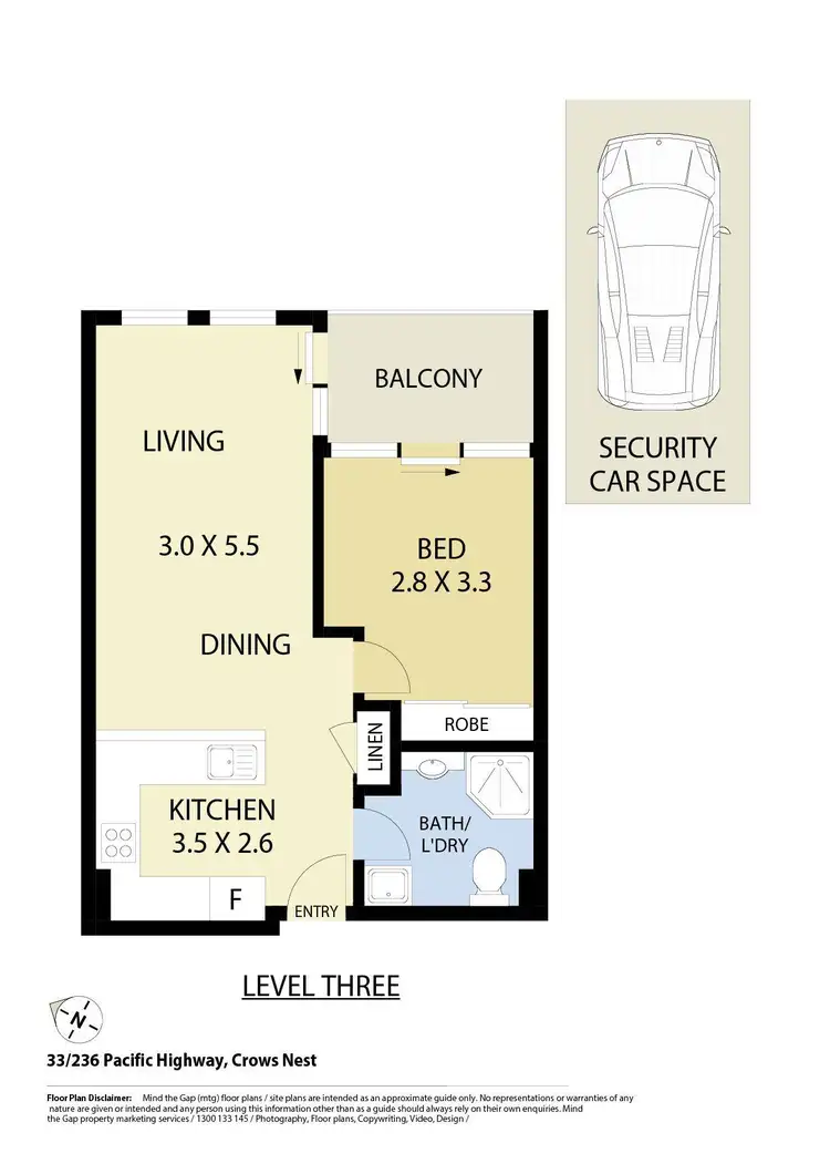 Floorplan of Homely apartment listing, 33/236 Pacific Highway, Crows Nest NSW 2065