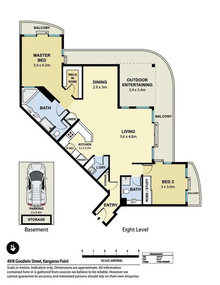 Floorplan of Homely apartment listing, Unit 49/8 Goodwin Street, Kangaroo Point QLD 4169