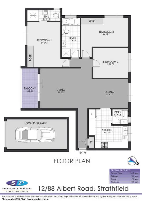 Floorplan of Homely apartment listing, 12/88 Albert Road, Strathfield NSW 2135