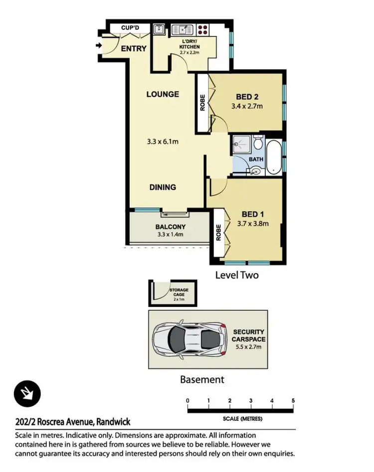 Floorplan of Homely apartment listing, Unit 202/2 Roscrea Avenue, Randwick NSW 2031