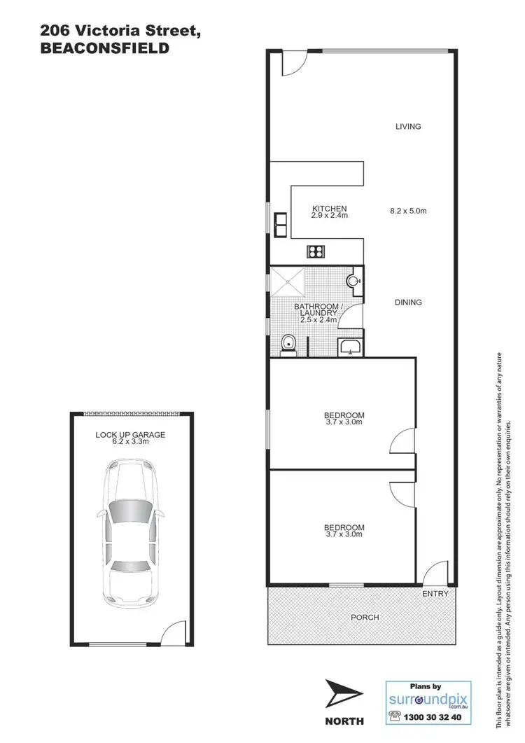Floorplan of Homely semi-detached listing, 206 Victoria Street, Beaconsfield NSW 2015