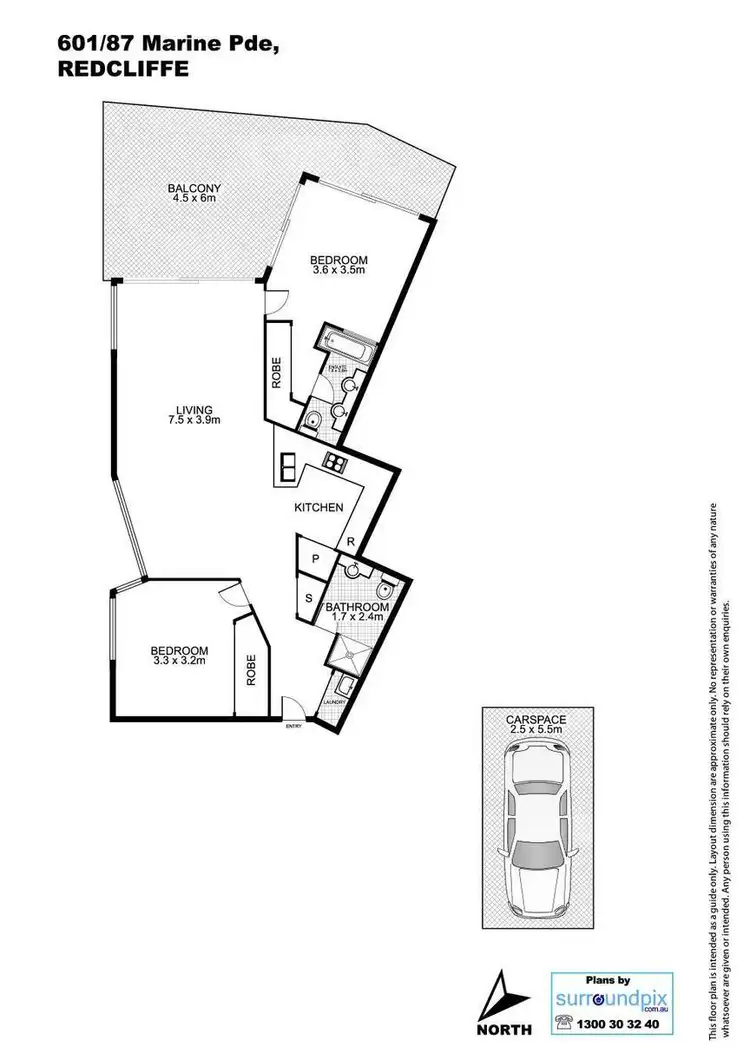 Floorplan of Homely unit listing, Level 6/601/87 Marine Parade, Redcliffe QLD 4020