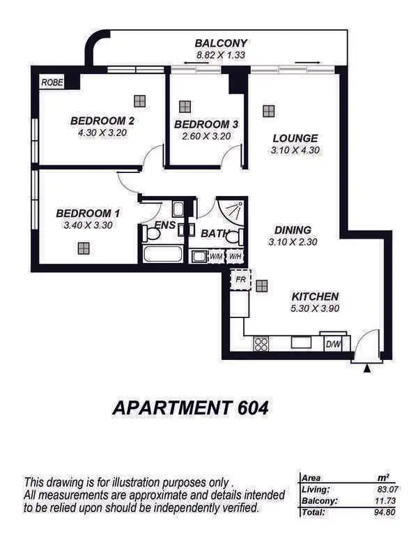 Floorplan of Homely apartment listing, 604/39 Grenfell Street, Adelaide SA 5000