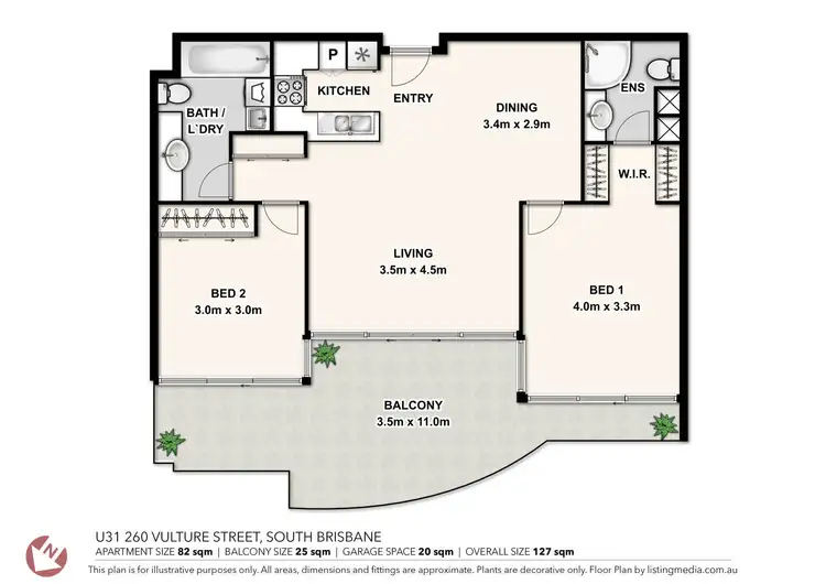 Floorplan of Homely apartment listing, 31/242-260 Vulture Street, South Brisbane QLD 4101