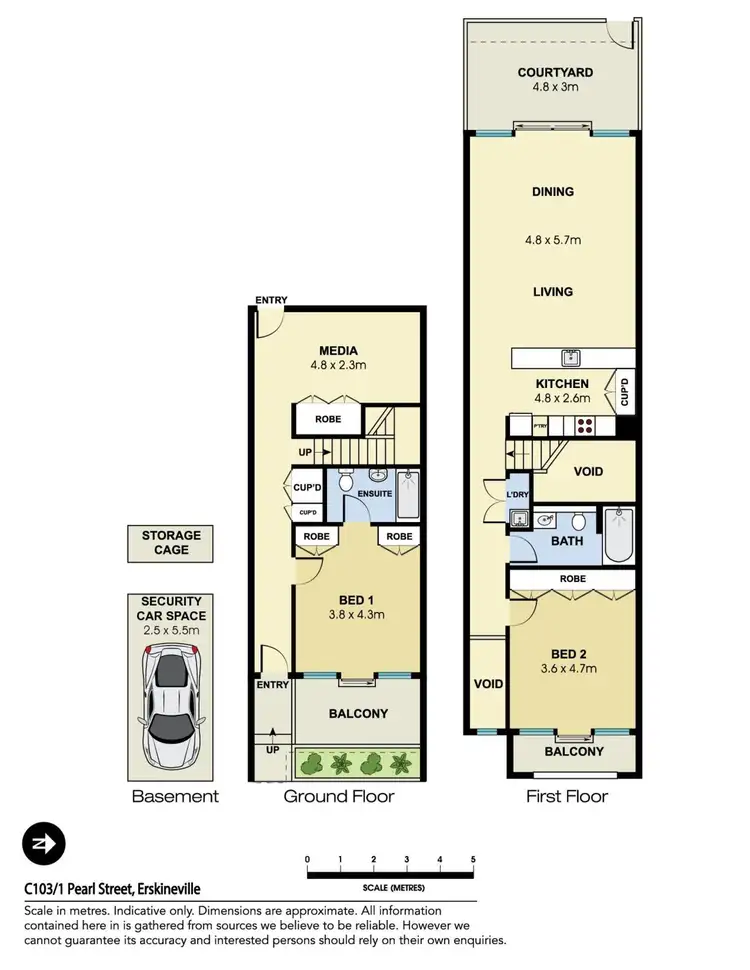 Floorplan of Homely townhouse listing, C103/1 Pearl Street, Erskineville NSW 2043