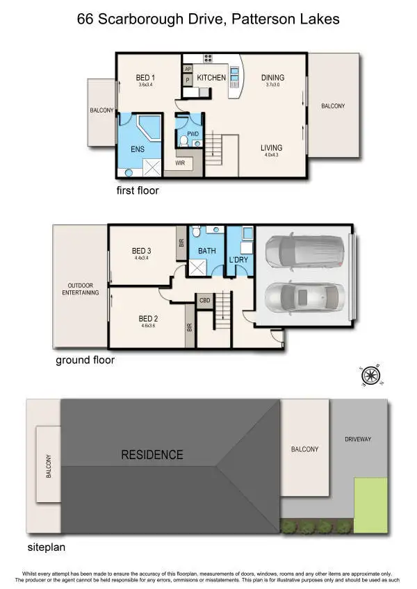 Floorplan of Homely townhouse listing, 66 Scarborough Drive, Patterson Lakes VIC 3197