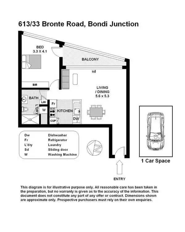 Floorplan of Homely apartment listing, 613/33-35 Bronte Road, Bondi Junction NSW 2022