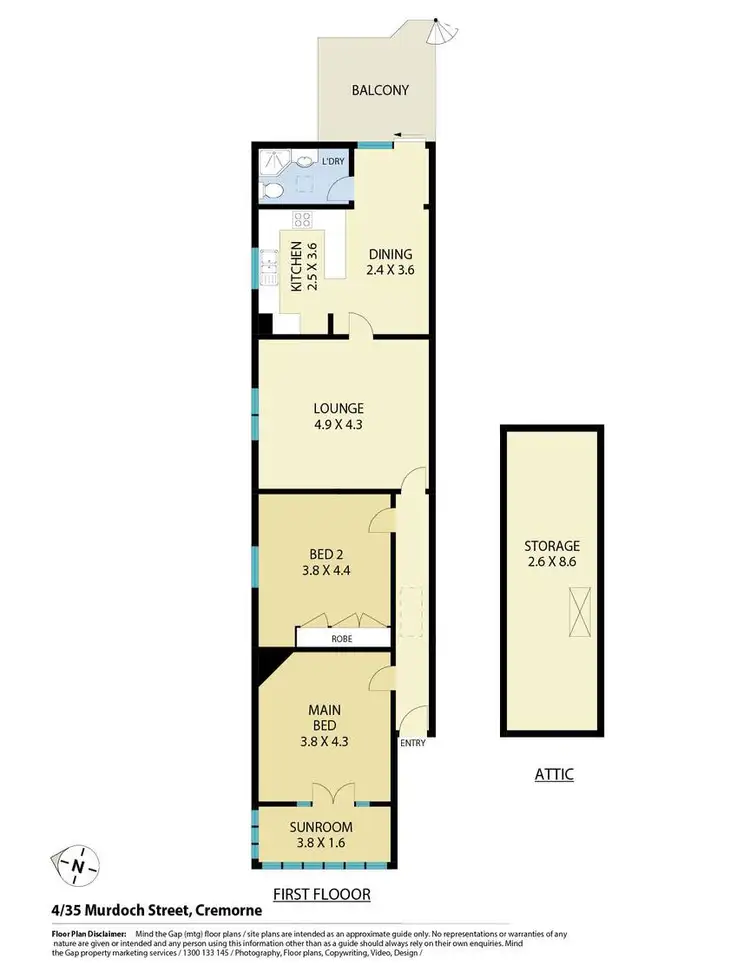 Floorplan of Homely apartment listing, Unit 4/35 Murdoch Street, Cremorne NSW 2090