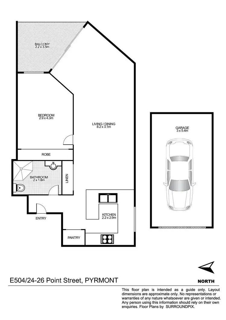 Floorplan of Homely apartment listing, E504/24-26 Point Street, Pyrmont NSW 2009