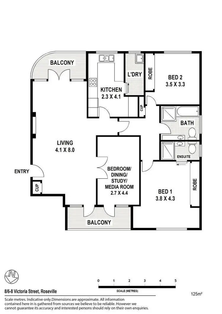 Floorplan of Homely unit listing, 8/6-8 Victoria Street, Roseville NSW 2069