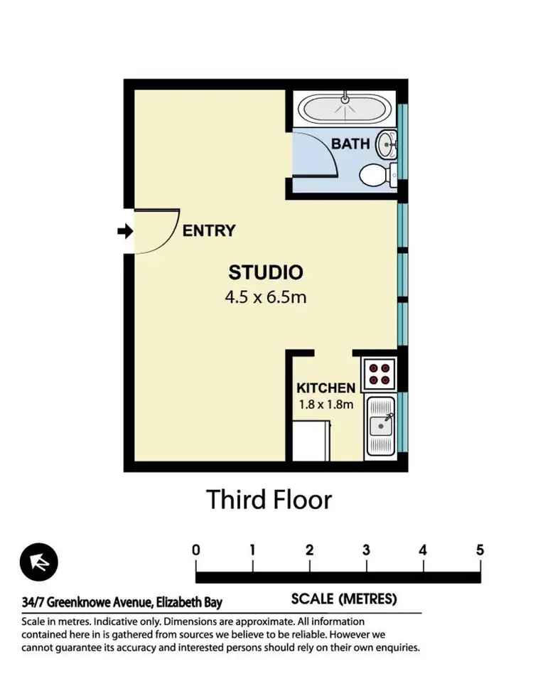 Floorplan of Homely studio listing, 34/7 Greenknowe Avenue, Elizabeth Bay NSW 2011